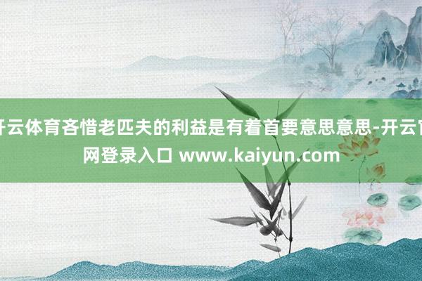 开云体育吝惜老匹夫的利益是有着首要意思意思-开云官网登录入口 www.kaiyun.com