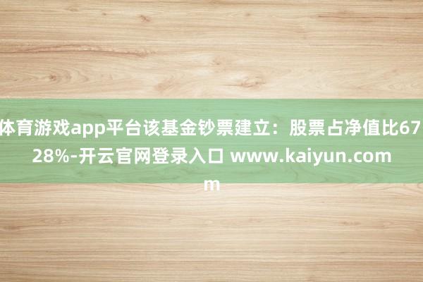 体育游戏app平台该基金钞票建立：股票占净值比67.28%-开云官网登录入口 www.kaiyun.com